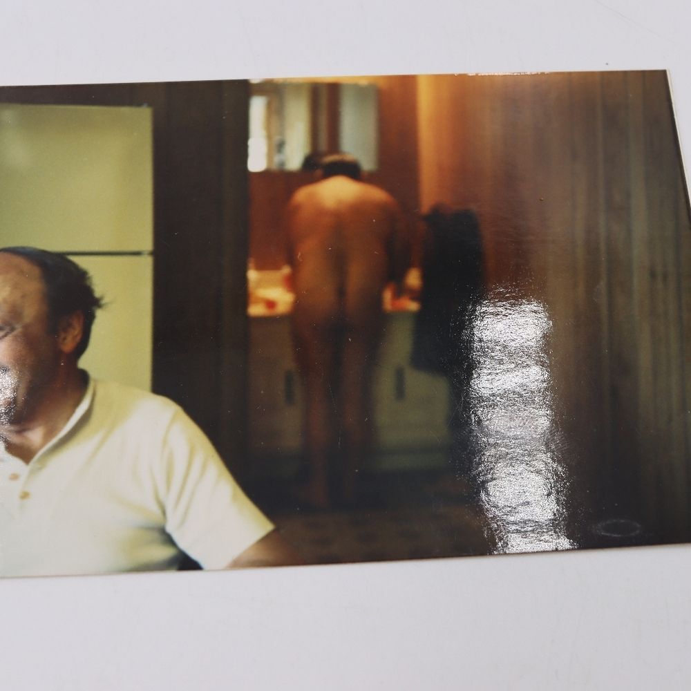 Vintage Photograph Funny Prank Joke Nude Photo Bomb Photo Old Man Original